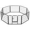 Dog Playpen 8 Panels Steel 31.5"x23.6" Black