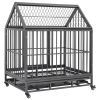 Dog Cage with Wheels and Roof Steel 36.2"x24.4"x41.7"