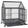 Dog Cage with Wheels and Roof Steel 36.2"x24.4"x41.7"