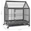 Dog Cage with Wheels and Roof Steel 36.2"x24.4"x41.7"