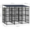 Outdoor Dog Kennel with Roof Steel 59.5 ft¬≤