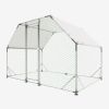 9.94 ft. x 6.46 ft. x 6.36 ft. Metal Large Chicken Coop Walk-in Poultry Cage Run Flat Shaped with Waterproof Cover