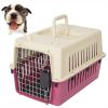 Plastic Cat & Dog Carrier Cage with Chrome Door Portable Pet Box Airline Approved, Medium, Blue/Red