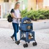 Double Pet Stroller Foldable 3-in-1 Dog Stroller with 2 Detachable Carriers