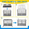 Large Dog Crate, High Anxiety Indestructible Stainless Steel Dog Kennel with Lockable Wheels, Double Door and Sturdy Locks, Extra Large XL XXL Heavy D